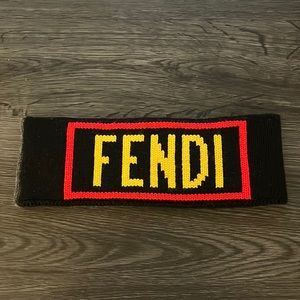 Wool headband with “Think Fendi” motif at exterior and tonal stitching
